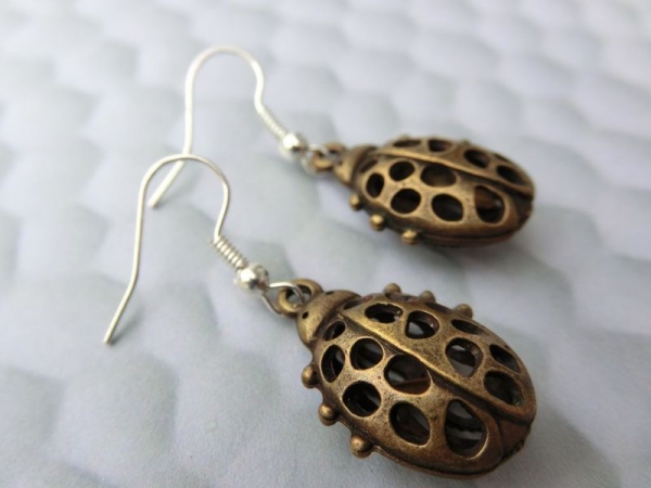 Marienkäfer Ohrringe Vintage bronzefarben